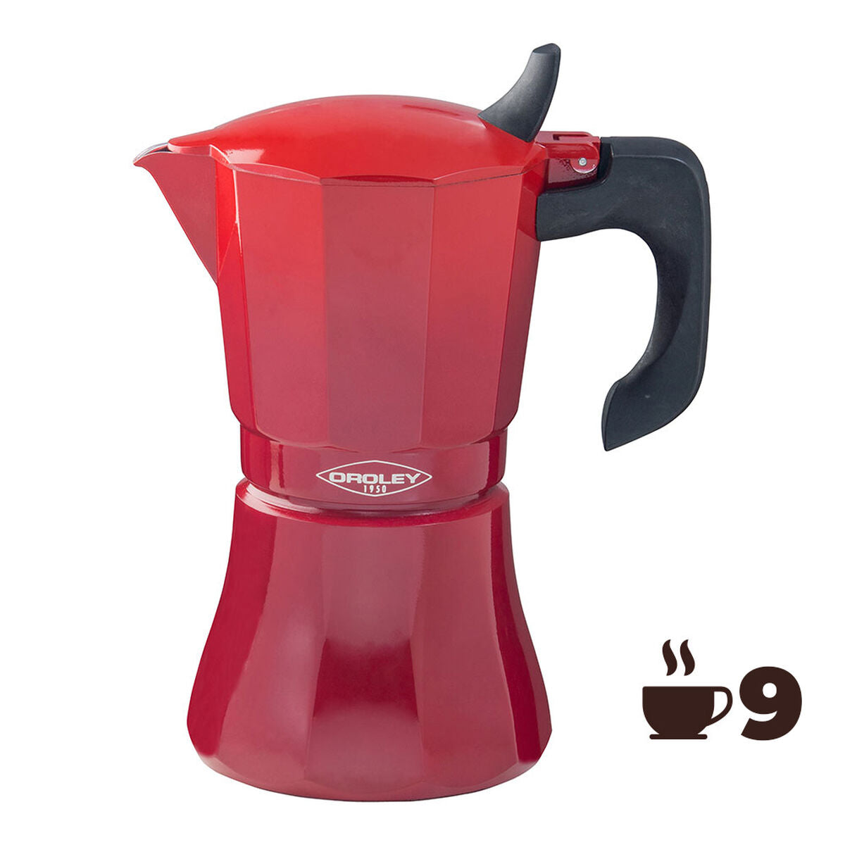 Cafettiera Italiana Oroley Petra 9 Tazze Rosso Alluminio