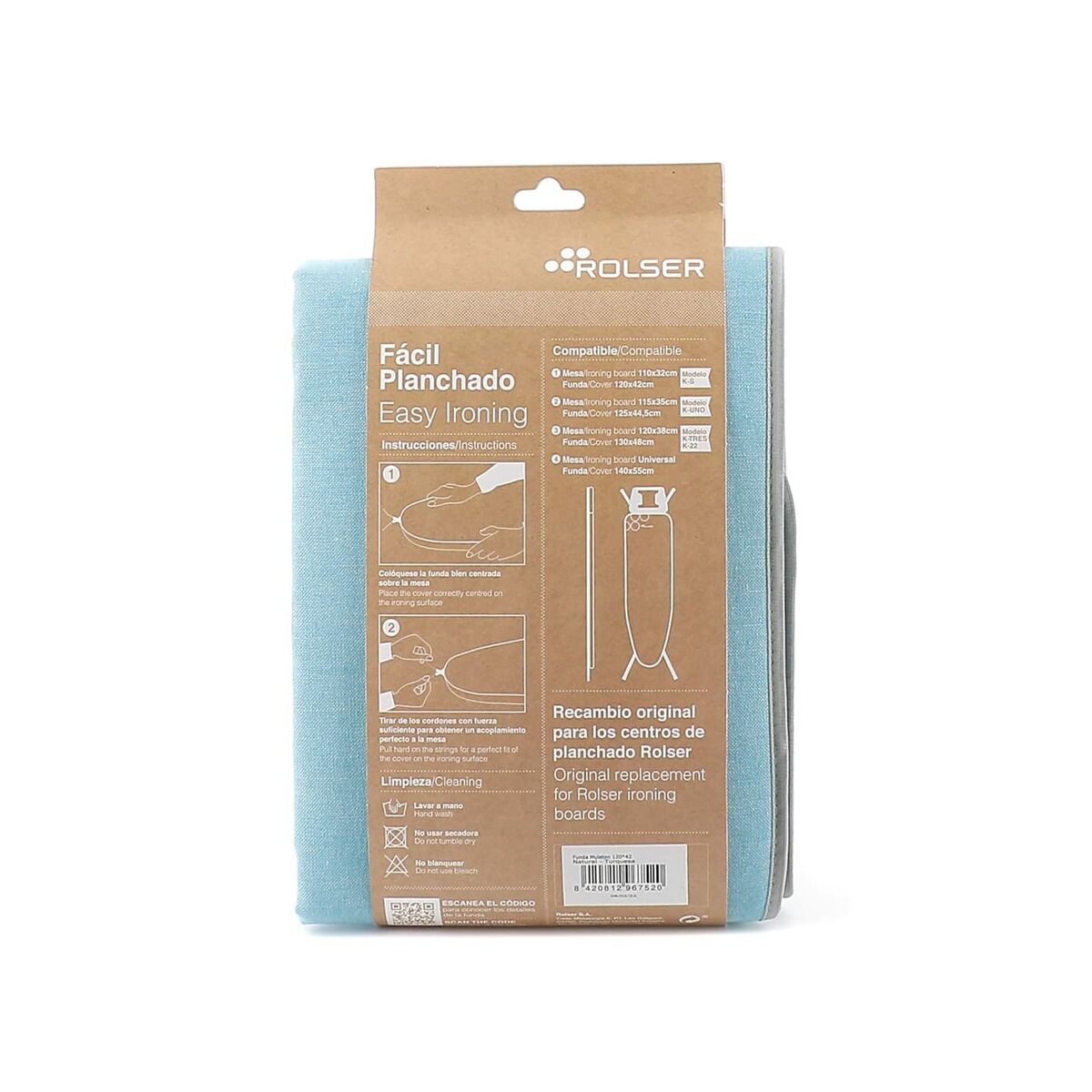 Copri asse da stiro Rolser NATURAL TURQUES